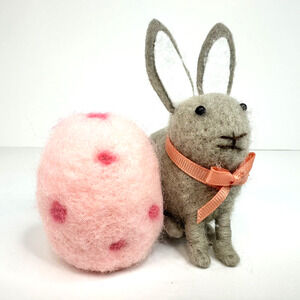 Spritz Mini Felt Bunny Rabbit & Egg Spring Easter Decor Polka Dot 2 Pack NEW‎